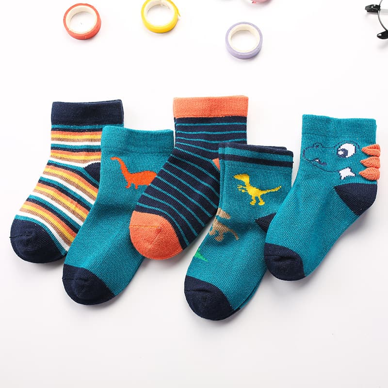 Autumn cartoon children's dinosaur, knee socks for men and women, combed cotton, mid-length 2