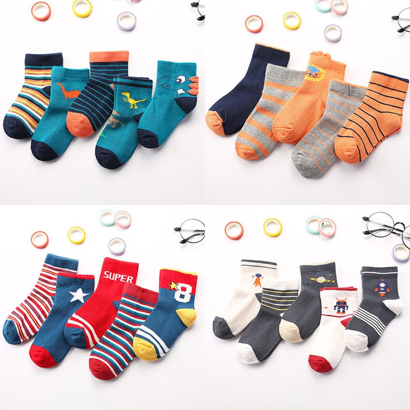 Autumn cartoon children's dinosaur, knee socks for men and women, combed cotton, mid-length 1