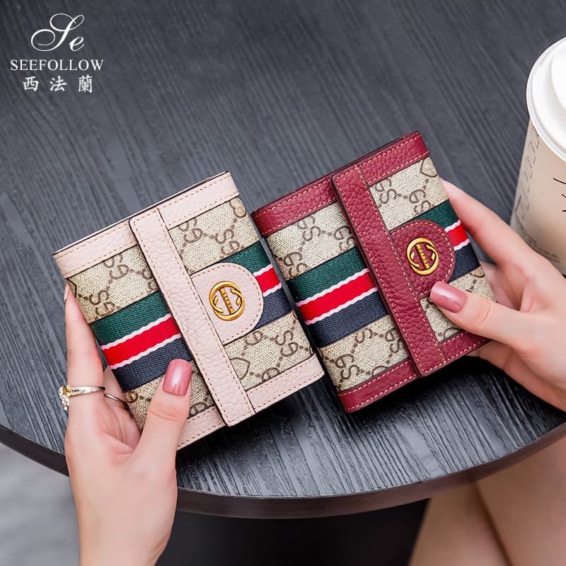 Folding wallet, short shoulder bag, genuine leather 3