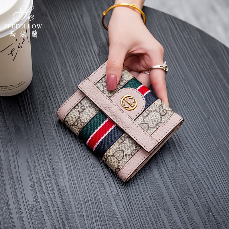 Folding wallet, short shoulder bag, genuine leather 1