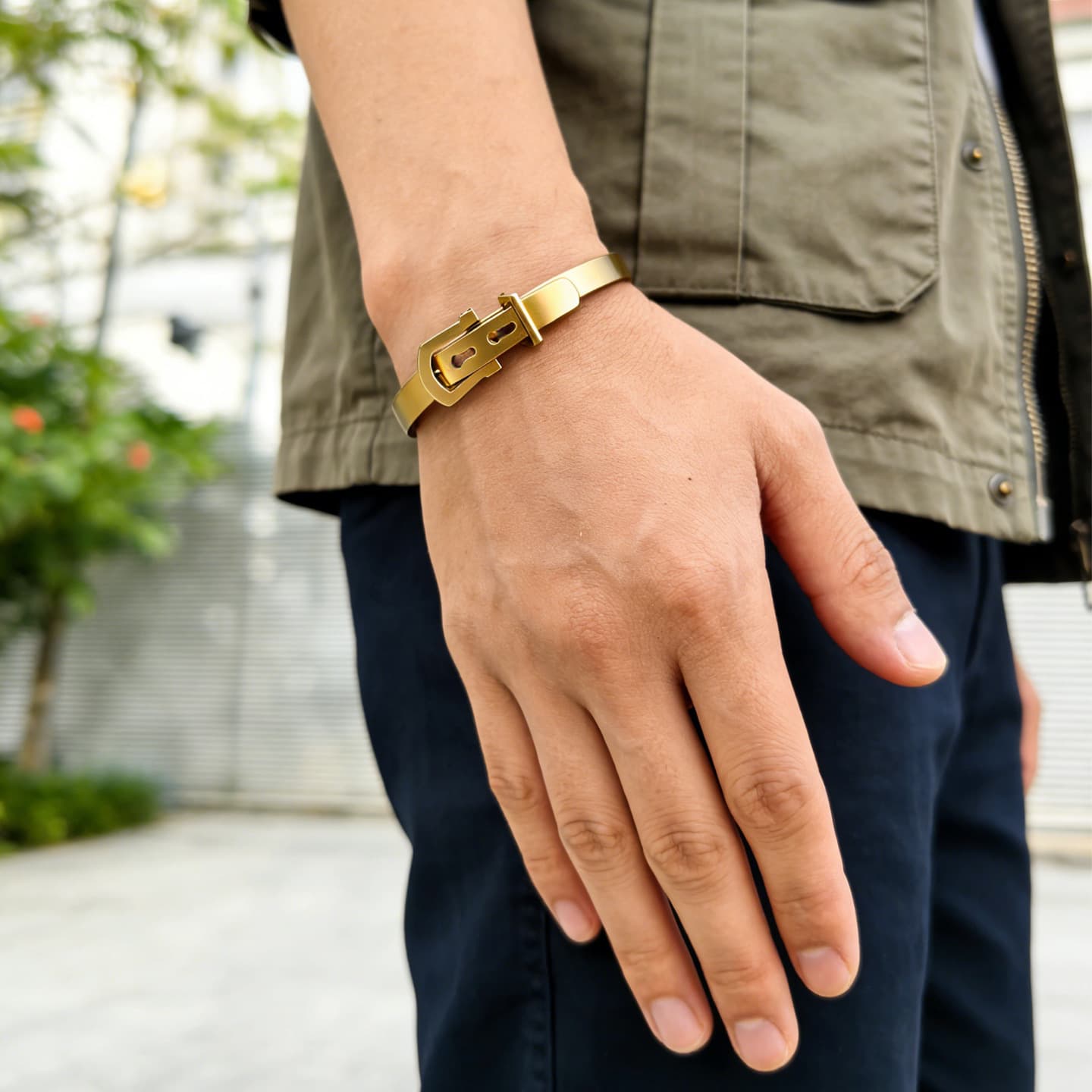 Belt, buckle, multicoloured bracelet stainless steel, Korean style, European style, men's style 2