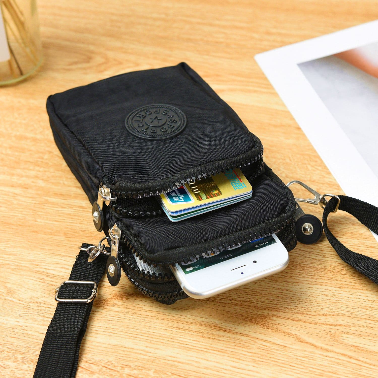 Shoulder bag, purse, mobile phone, hand loop bag, wrist bag, wallet, nylon neck bag, for running 4
