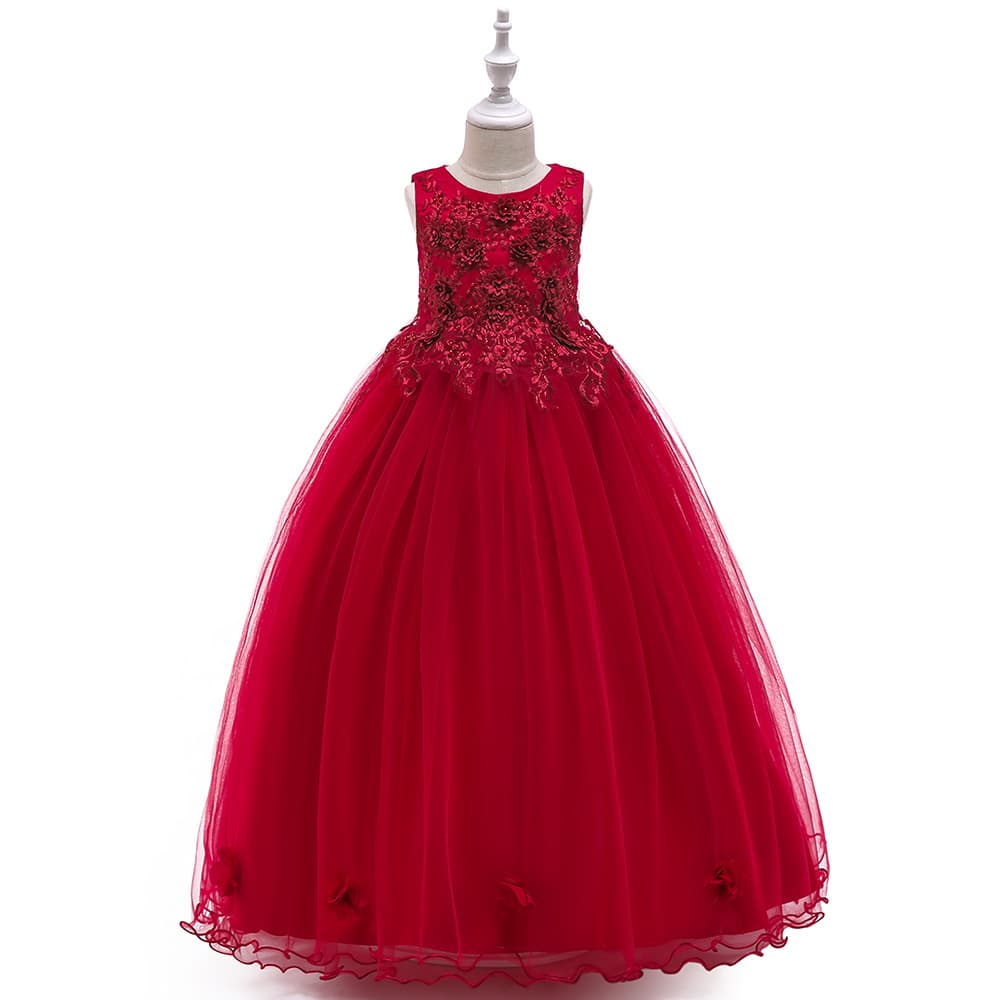 Children's small princess costume, wedding dress, long skirt, girl's skirt, flowered 2
