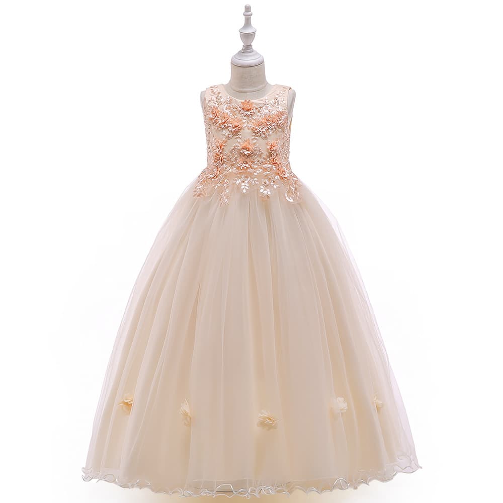 Children's small princess costume, wedding dress, long skirt, girl's skirt, flowered 3