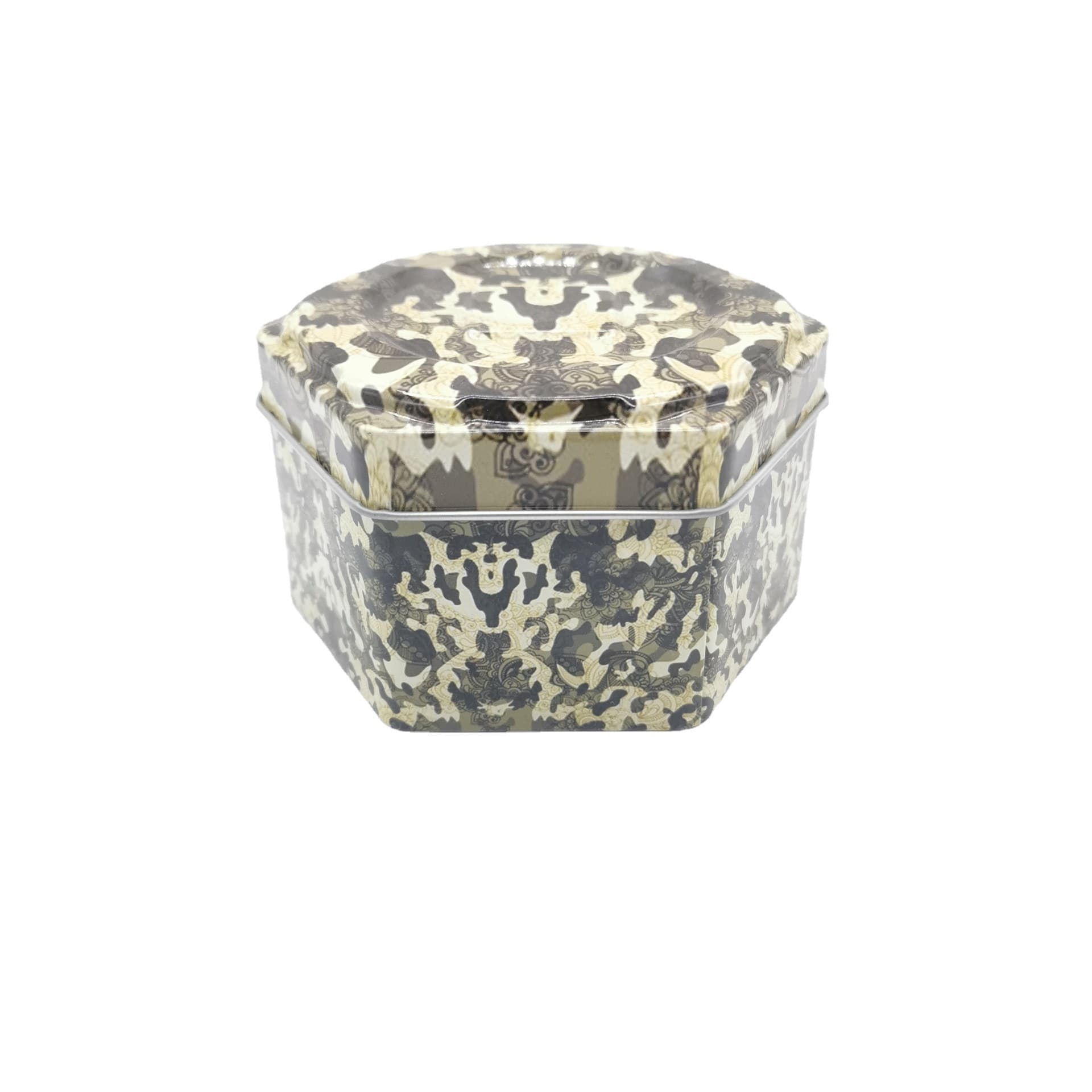 Hexagonal black tin box, electronic quartz universal camouflage watch, tea, (Physicals) 4