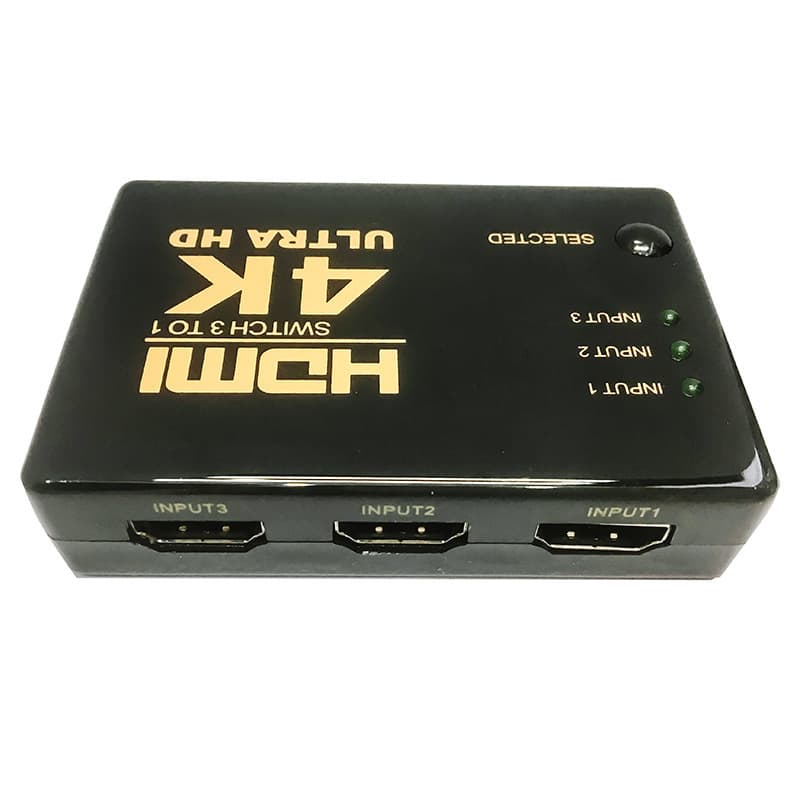 HDMI switcher, three inputs and one output, 4K high-definition video distribution, supports 3D computer TV game console switching 2