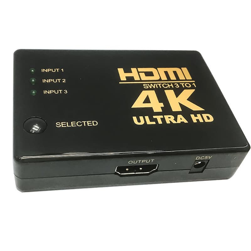 HDMI switcher, three inputs and one output, 4K high-definition video distribution, supports 3D computer TV game console switching 3