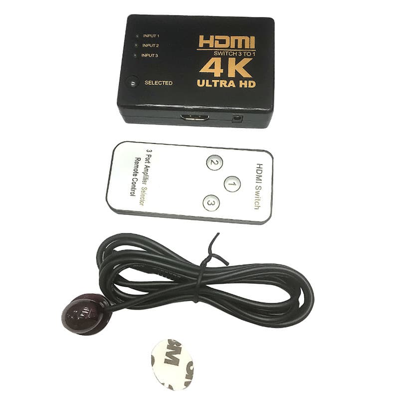 HDMI switcher, three inputs and one output, 4K high-definition video distribution, supports 3D computer TV game console switching 4