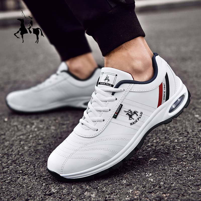 NAIKPLLO Men's White Soft Heel Running Sneakers 2