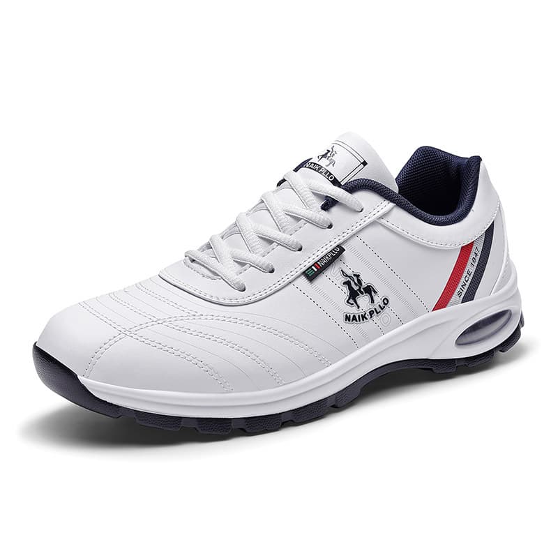 NAIKPLLO Men's White Soft Heel Running Sneakers 5