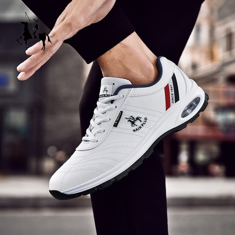 NAIKPLLO Men's White Soft Heel Running Sneakers 1