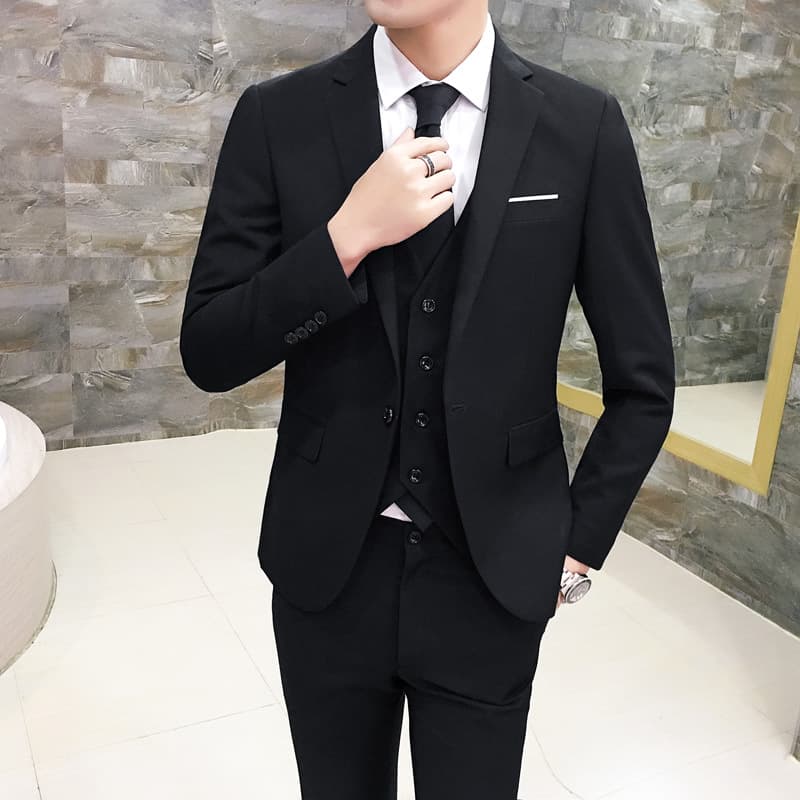 Men's set, classic suit jacket, Korean style, 3 piece set, slim fit 3