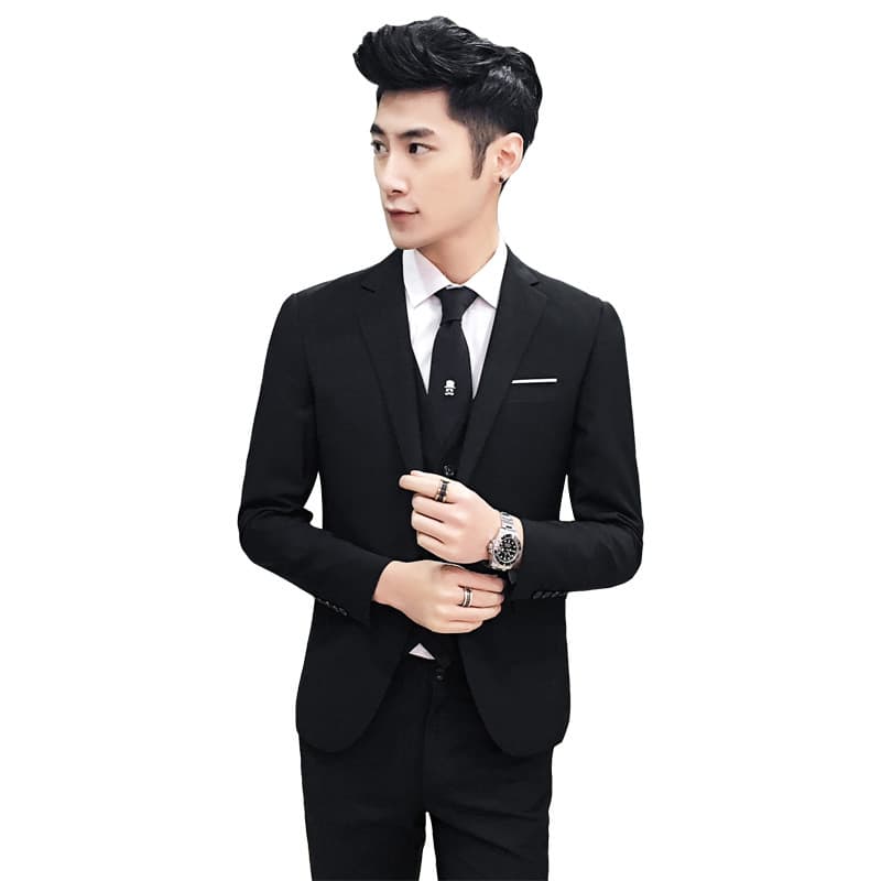 Men's set, classic suit jacket, Korean style, 3 piece set, slim fit 5