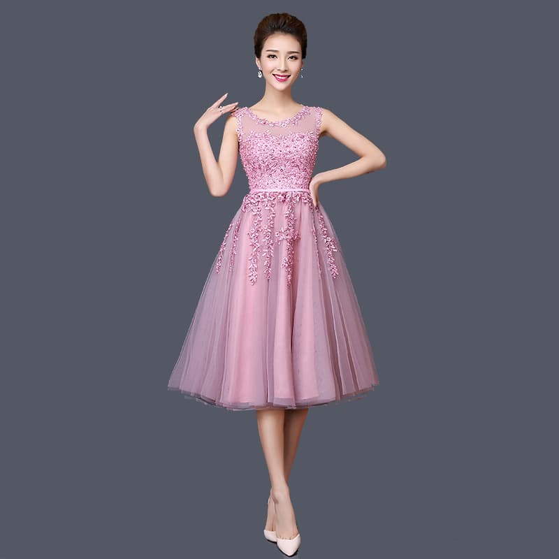 Long pink evening dress, mid-length, worn on the shoulder 3