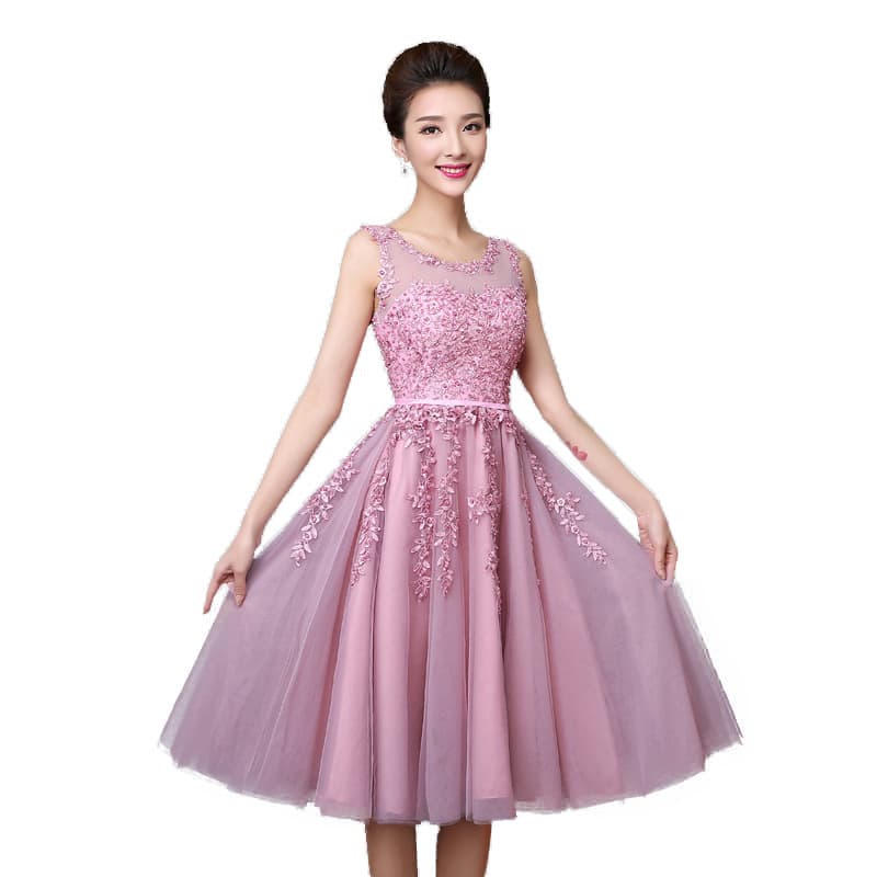 Long pink evening dress, mid-length, worn on the shoulder 5
