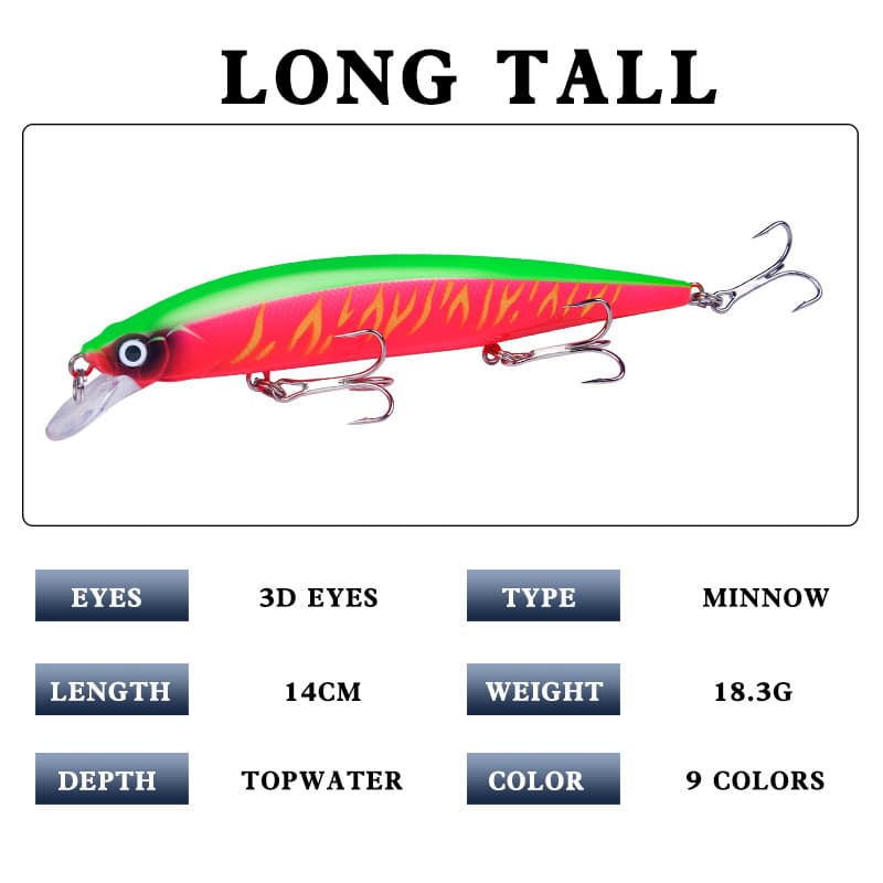 Luya bait 14cm/18.3g long -shot lead block floating moisture rice fish bait simulates bait hard bait fake bark bass 3