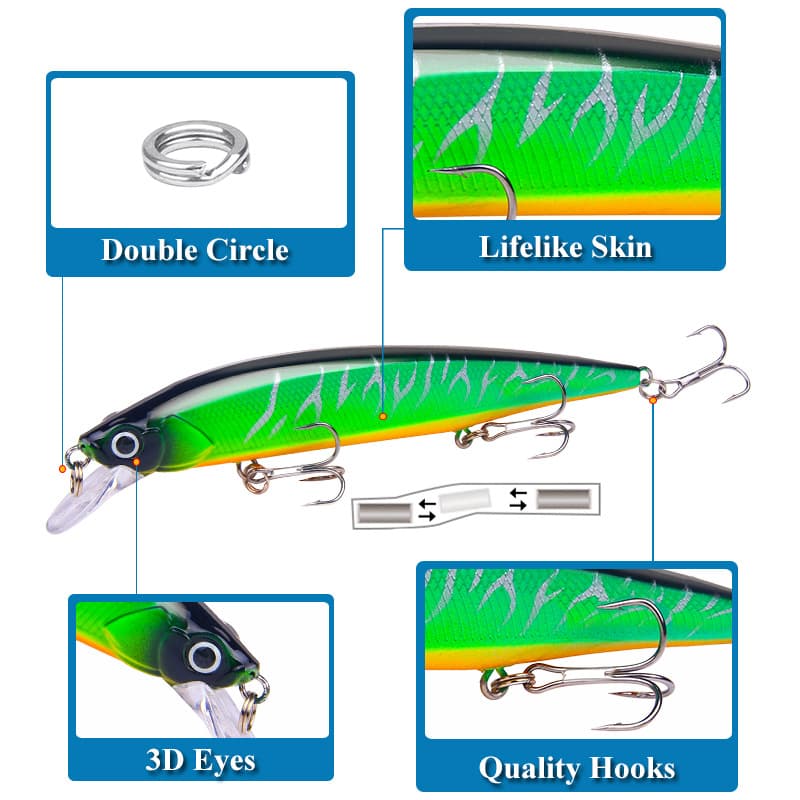 Luya bait 14cm/18.3g long -shot lead block floating moisture rice fish bait simulates bait hard bait fake bark bass 4