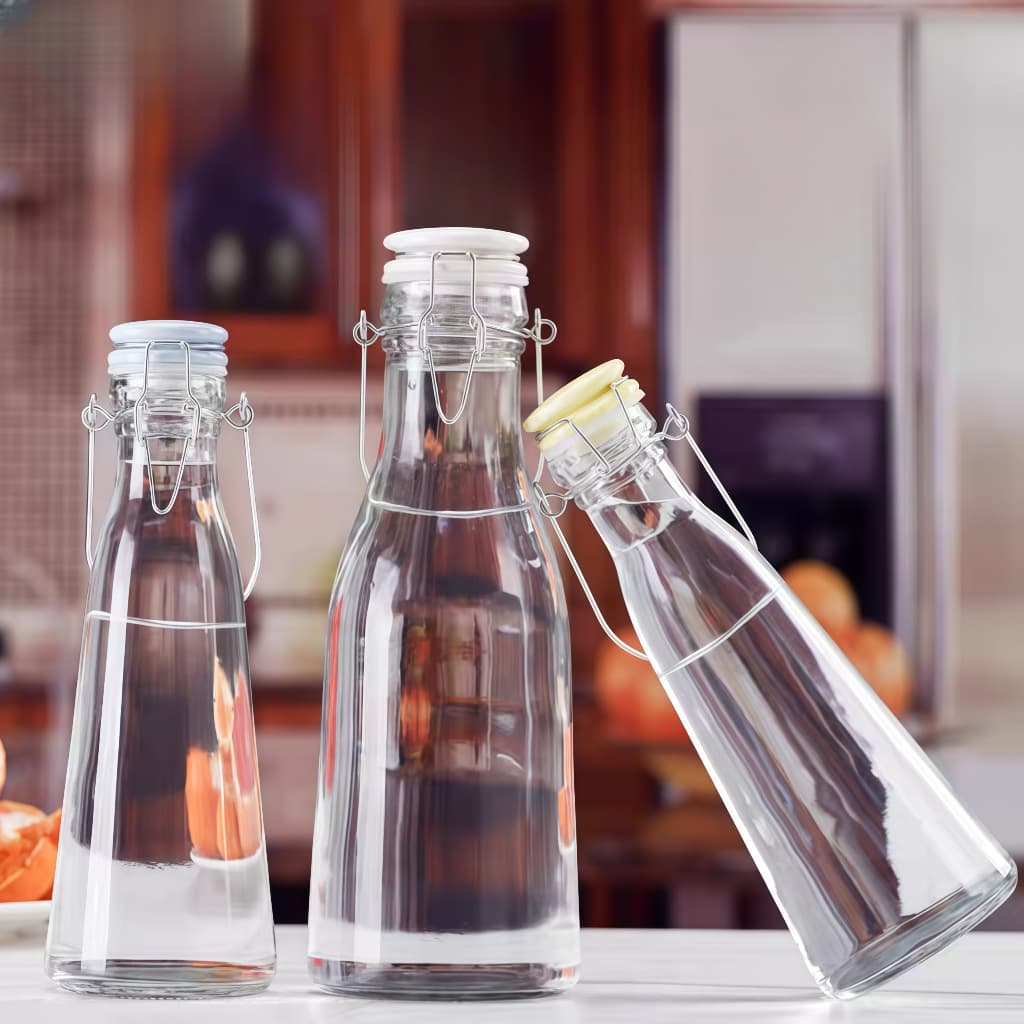 Take-out glass milk tea bottle fresh oil bottle snap-on ceramic cover enzyme wine juice drink sealed wine bottle 1