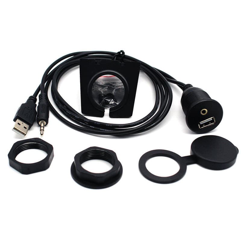Auto motorcycle instrument board line with support USB audio waterproof line USB2.0 am/AF+DC3.5 mf 4