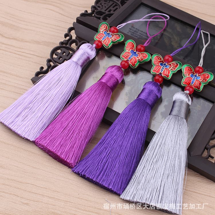 Wholesale cloisonné butterfly tassel tassel diy accessories Chinese style home textile clothing bag fan pendant mobile phone tassel 2