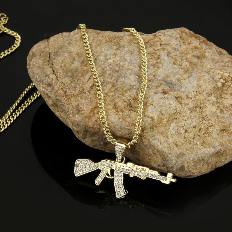 Trend pendant hip-hop style, necklace, men's accessory, European style, diamond encrusted 3