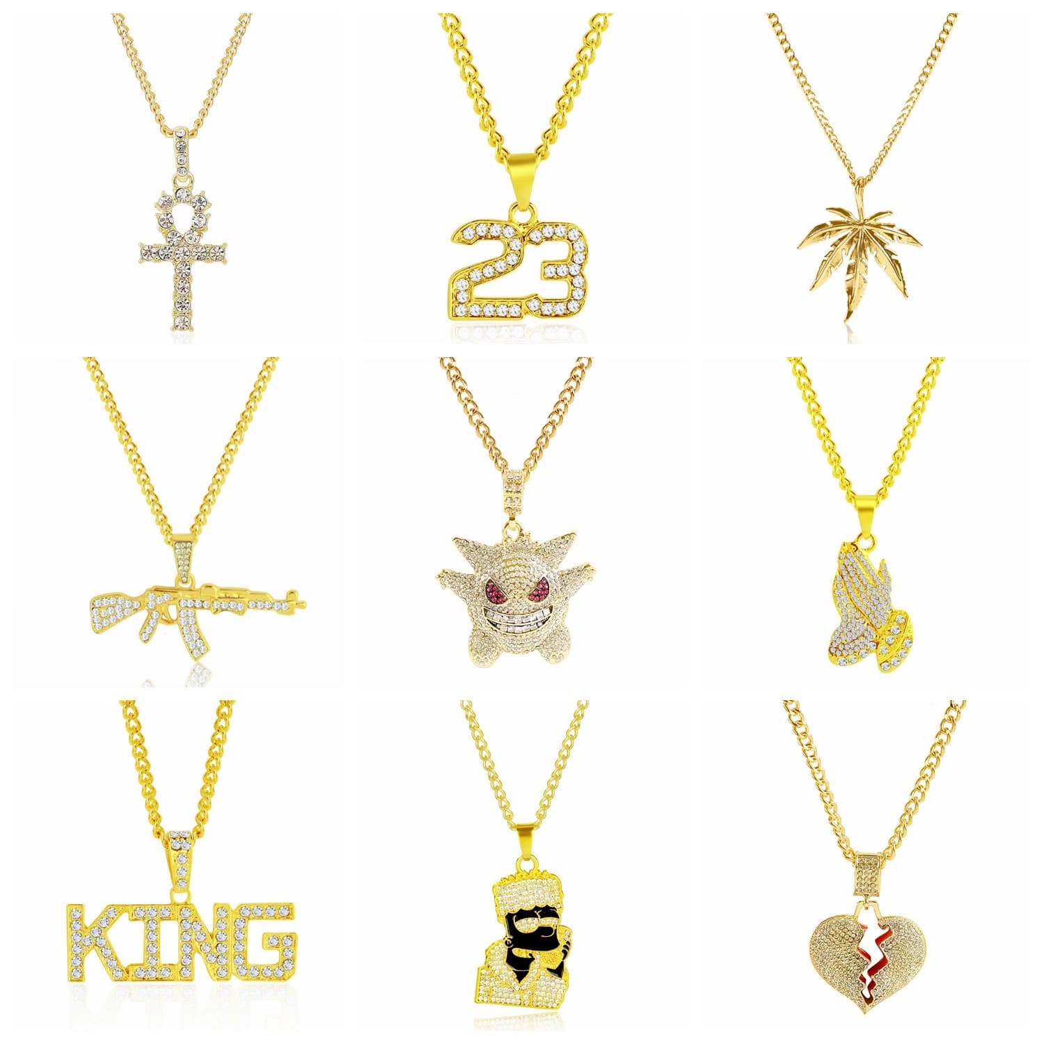 Trend pendant hip-hop style, necklace, men's accessory, European style, diamond encrusted 5