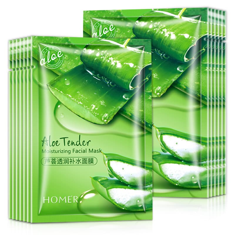 Face mask, moisturizing aloe vera gel for skin care, 10 pieces, shrinks pores, oil sheen control 5