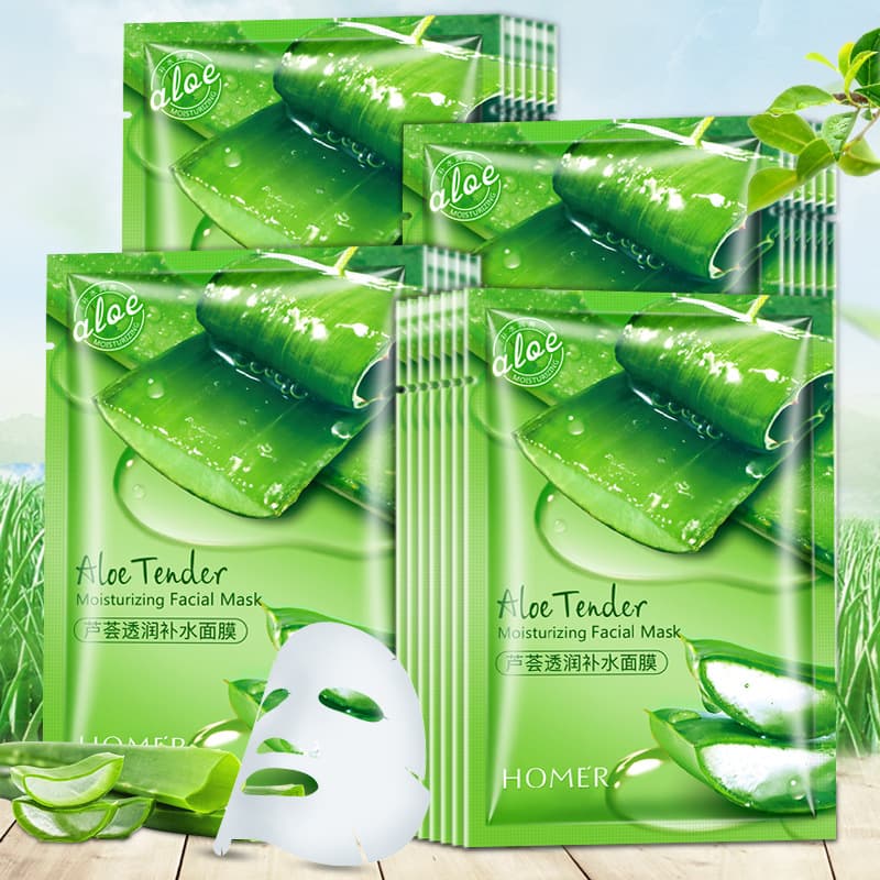 Face mask, moisturizing aloe vera gel for skin care, 10 pieces, shrinks pores, oil sheen control