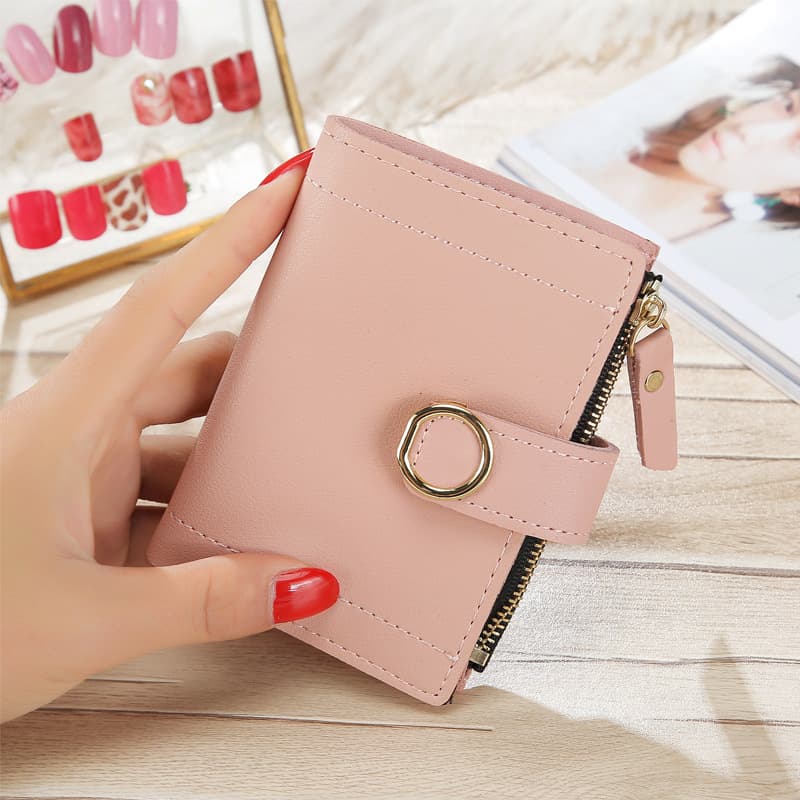 Fresh short polyurethane wallet, solid color cute card holder, small clutch bag, Korean style 1