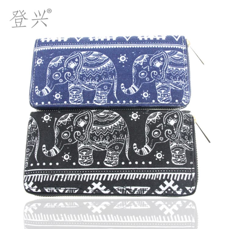 Cartoon ethnic long wallet, small clutch bag, card holder, ethnic style, (Physicals)