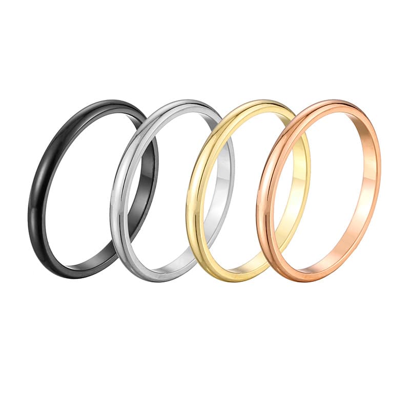 Fashionable glossy golden ring stainless steel, European style, simple and elegant design, 18 carat, pink gold, for beloved 5