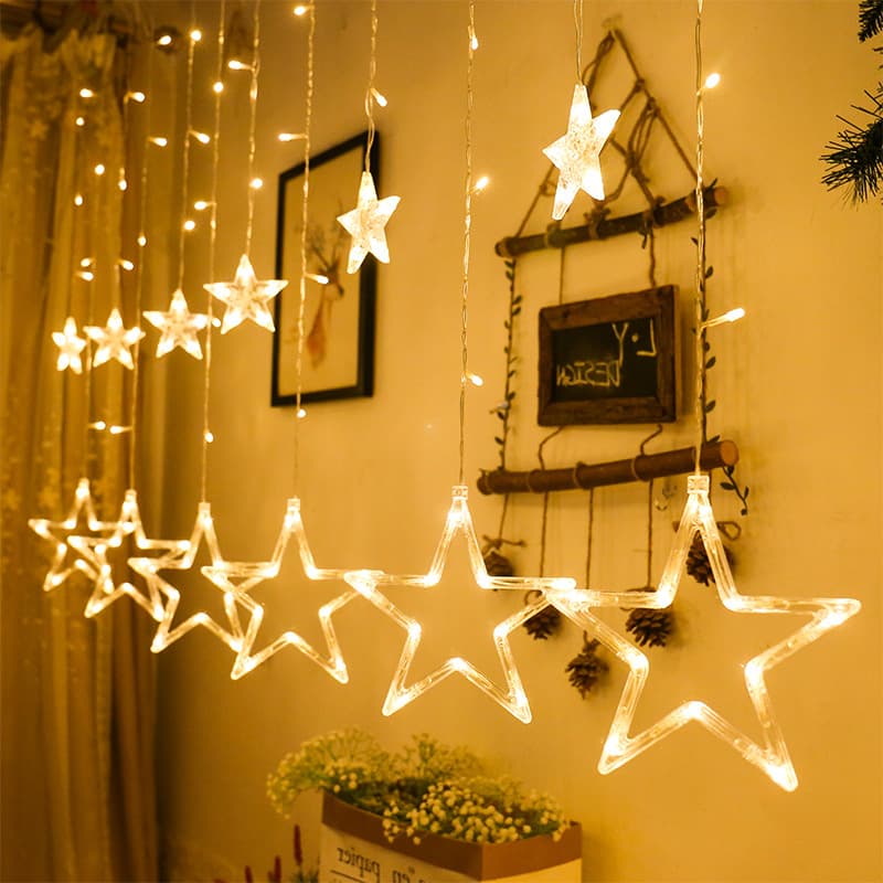 LED Star Lantern Wedding Lighting Pentagram Curtain Lights full of star -like interior decorative lamps 4