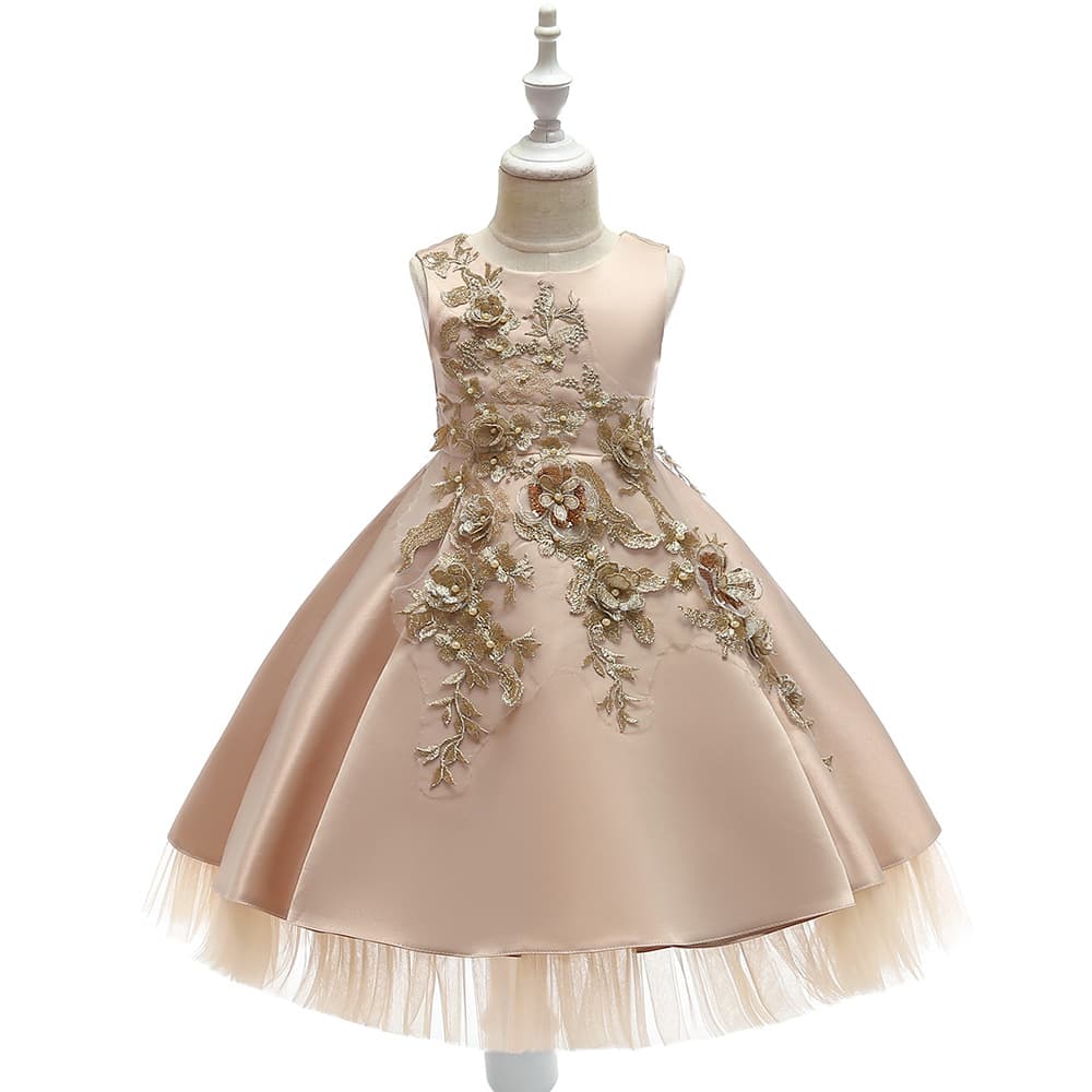 Small princess costume, wedding dress, evening dress, piano performance costume, new collection, flowered 2