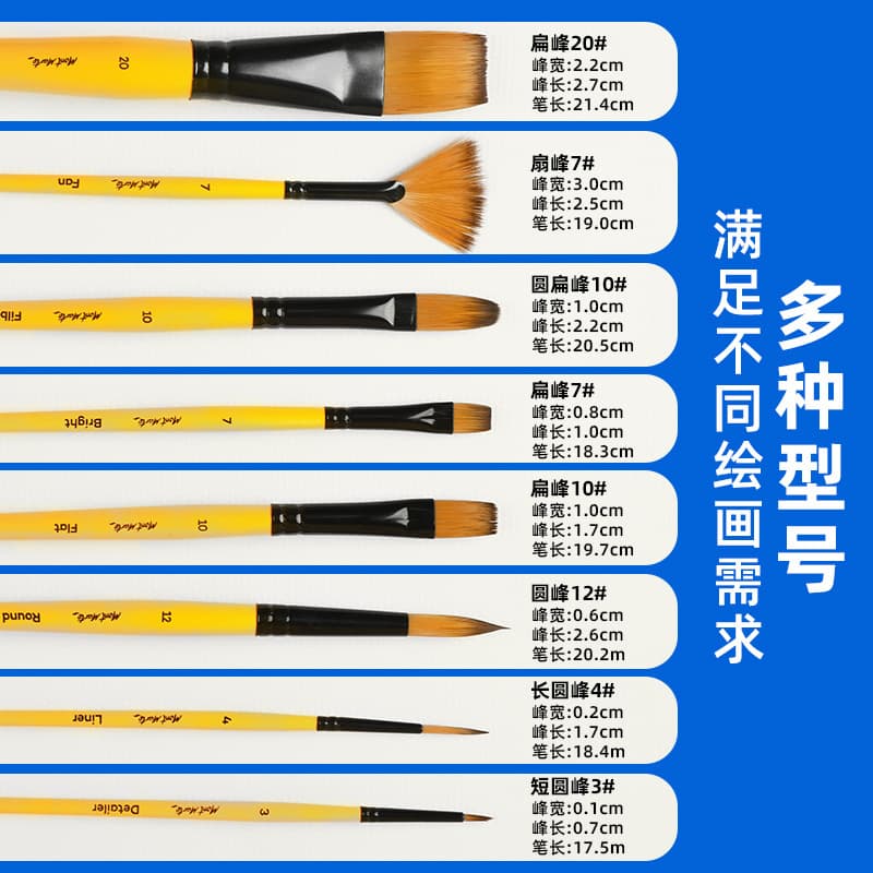 Monmart Brush Set - Acrylic, Gouache, Digital Nylon Liner 4