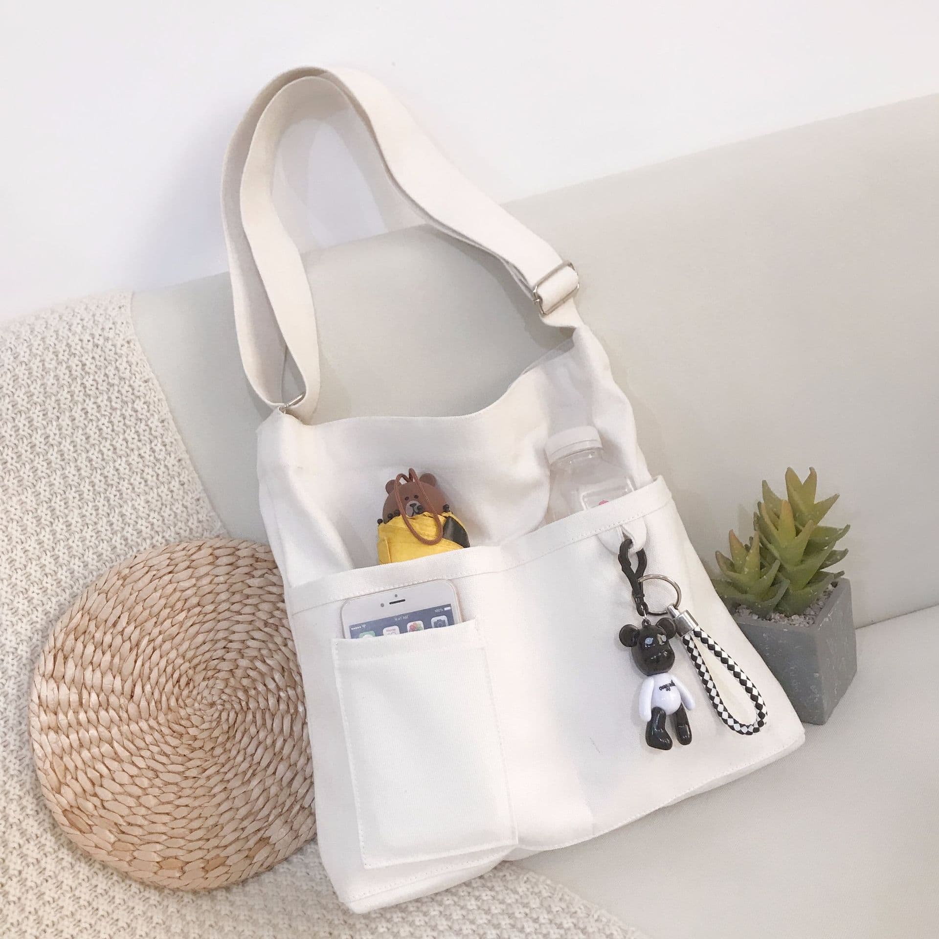 Shopping bag, capacious cloth bag, one-shoulder bag, Korean style 1
