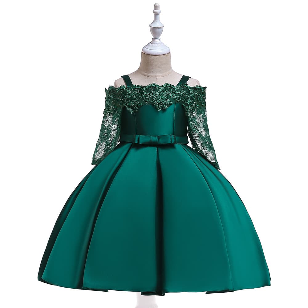 (Cross-border trading), evening dress, lace skirt, long-sleeve, small princess costume, open shoulders 2