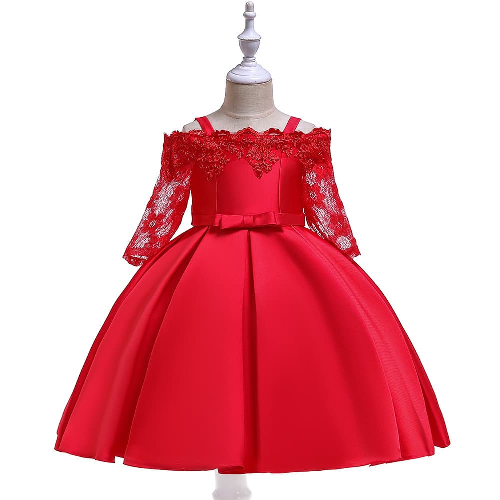 (Cross-border trading), evening dress, lace skirt, long-sleeve, small princess costume, open shoulders 4