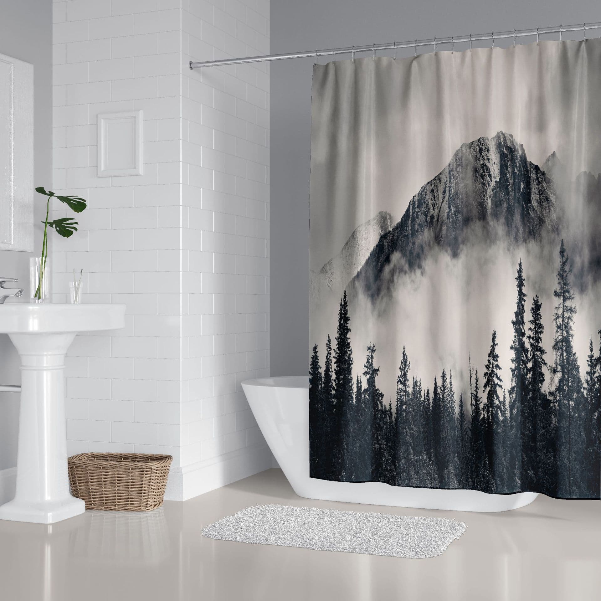 Cross -border supply 3D printed shower curtain polyester Shower Curtain bathroom bathroom waterproof shower curtain 2