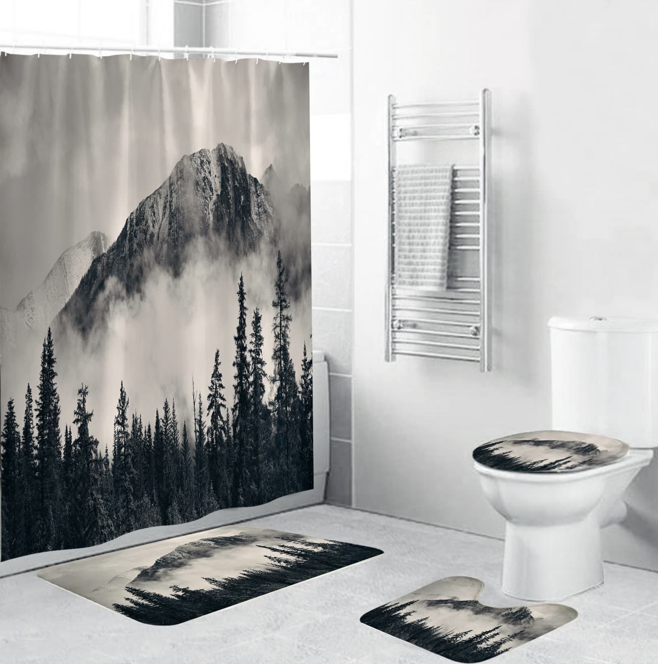Cross -border supply 3D printed shower curtain polyester Shower Curtain bathroom bathroom waterproof shower curtain 1