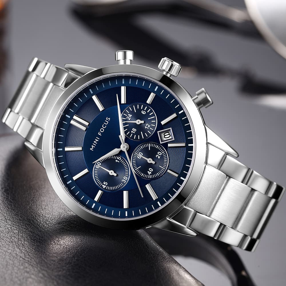 MINI FOCUS brand watch classic business casual men's watch waterproof steel belt men's watch 0188G 2