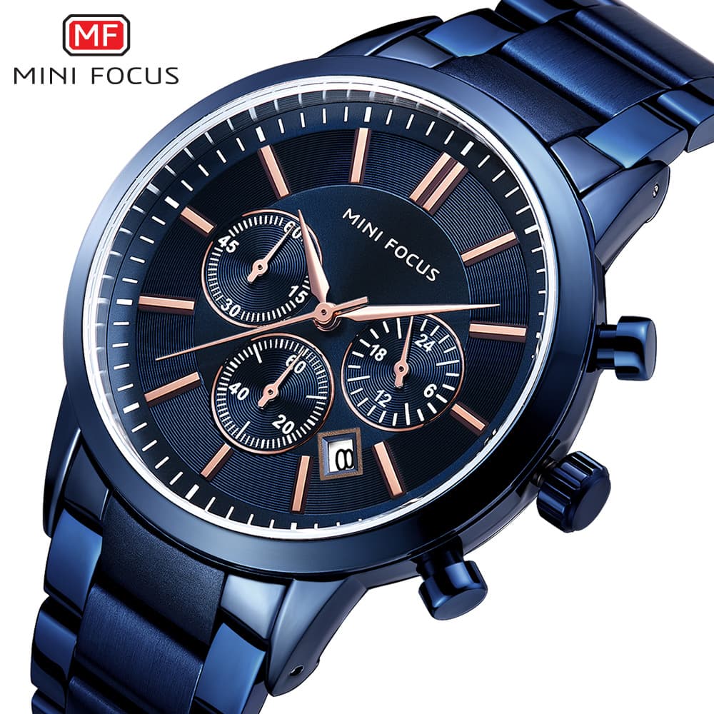 MINI FOCUS brand watch classic business casual men's watch waterproof steel belt men's watch 0188G 5