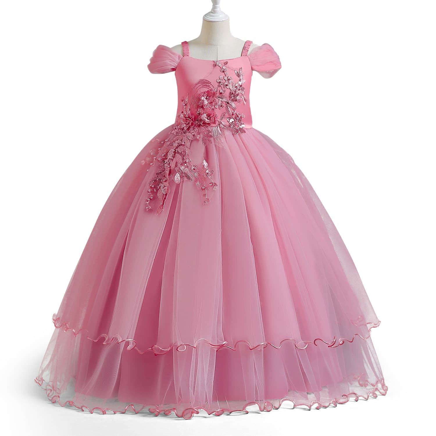 Evening dress, small princess costume, wedding dress, piano performance costume, 2022 collection, open shoulders, tulle, for teenagers 2