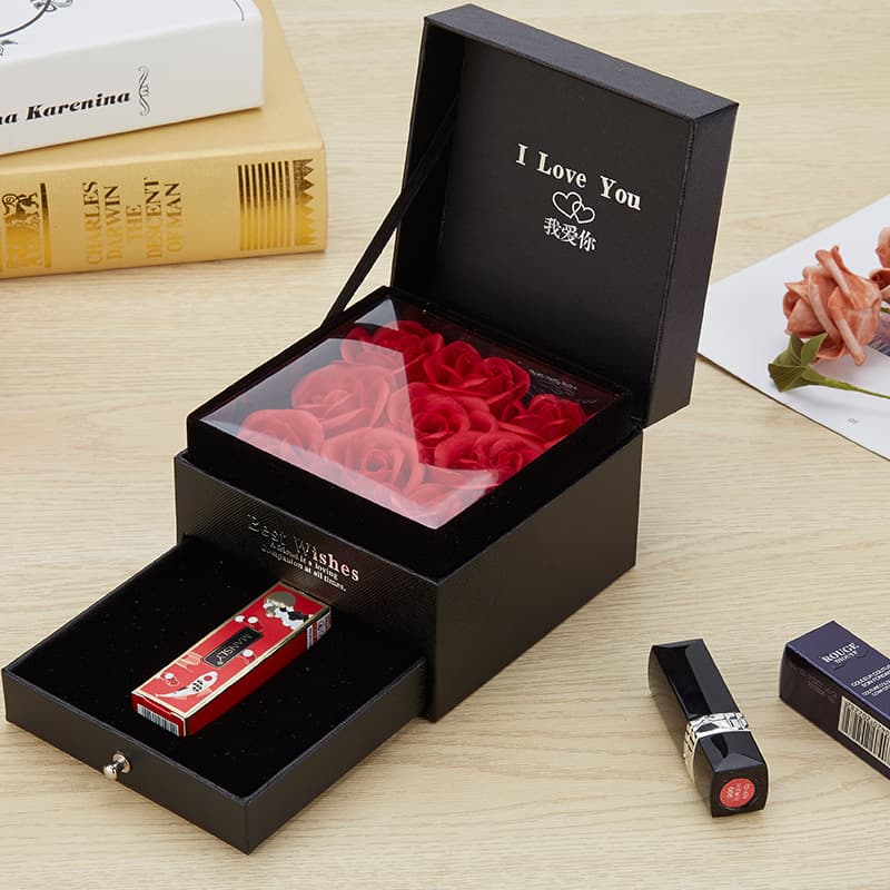 Lipstick contains rose, necklace, ring for St. Valentine's Day, bag, box, Birthday gift 3