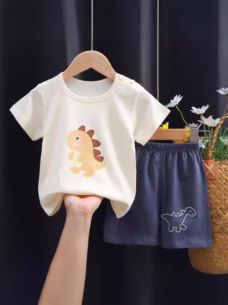 Children's sleeves, cotton set, summer clothing for boys, T-shirt, overall, children's clothing, Korean style 2