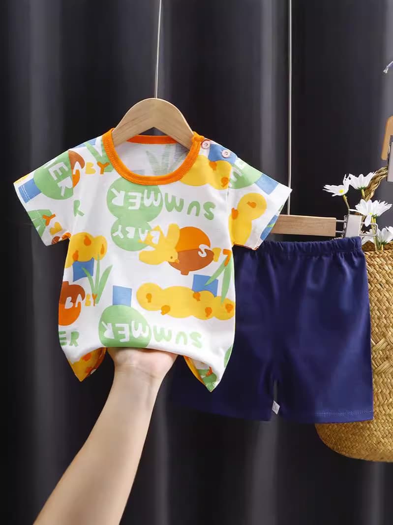 Children's sleeves, cotton set, summer clothing for boys, T-shirt, overall, children's clothing, Korean style 5