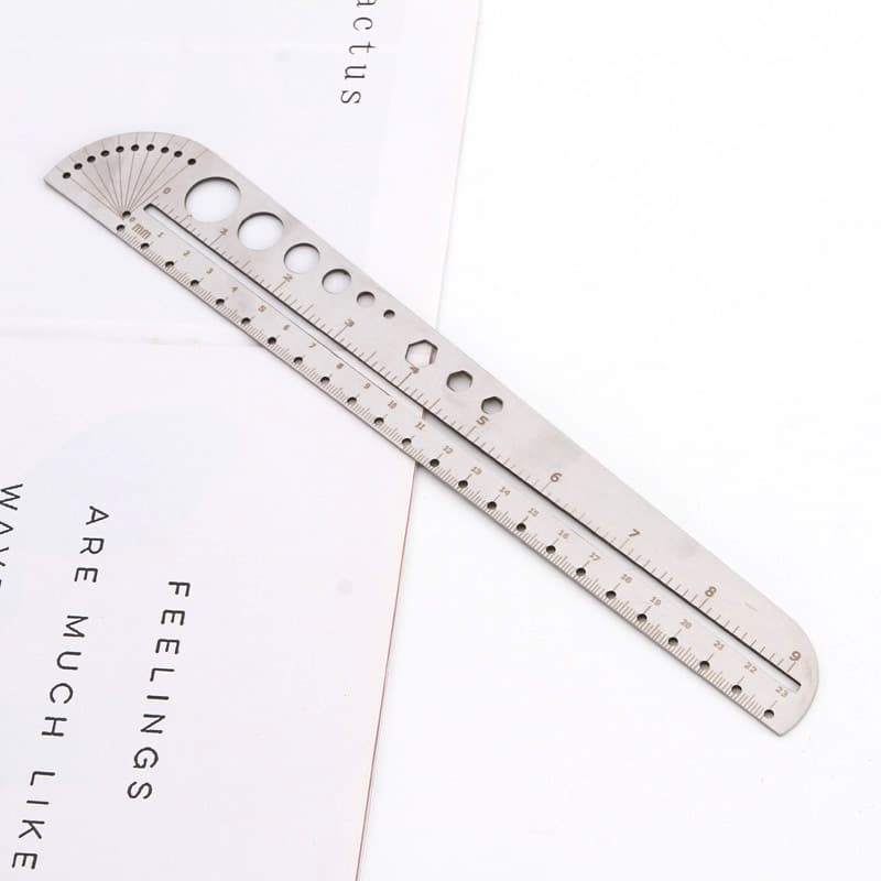 Large multifunctional stainless steel tool scale ruler office circle -in -stricken corner inner hexagon EDC outdoor tool 1