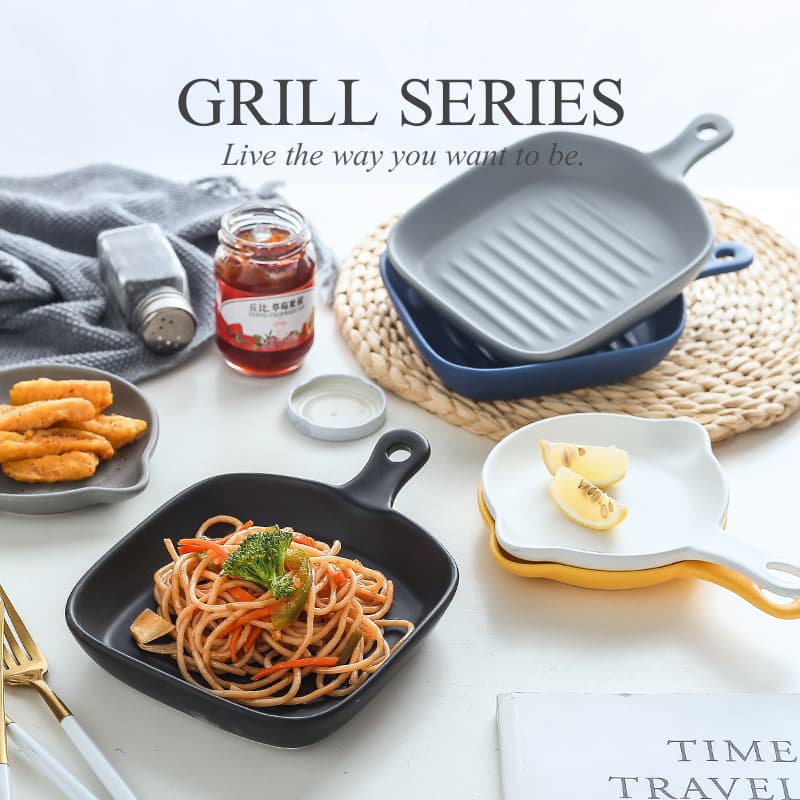 Ins Nordic breakfast Western food dish baking tray ceramic tableware plate steak household wholesale tray business gift
