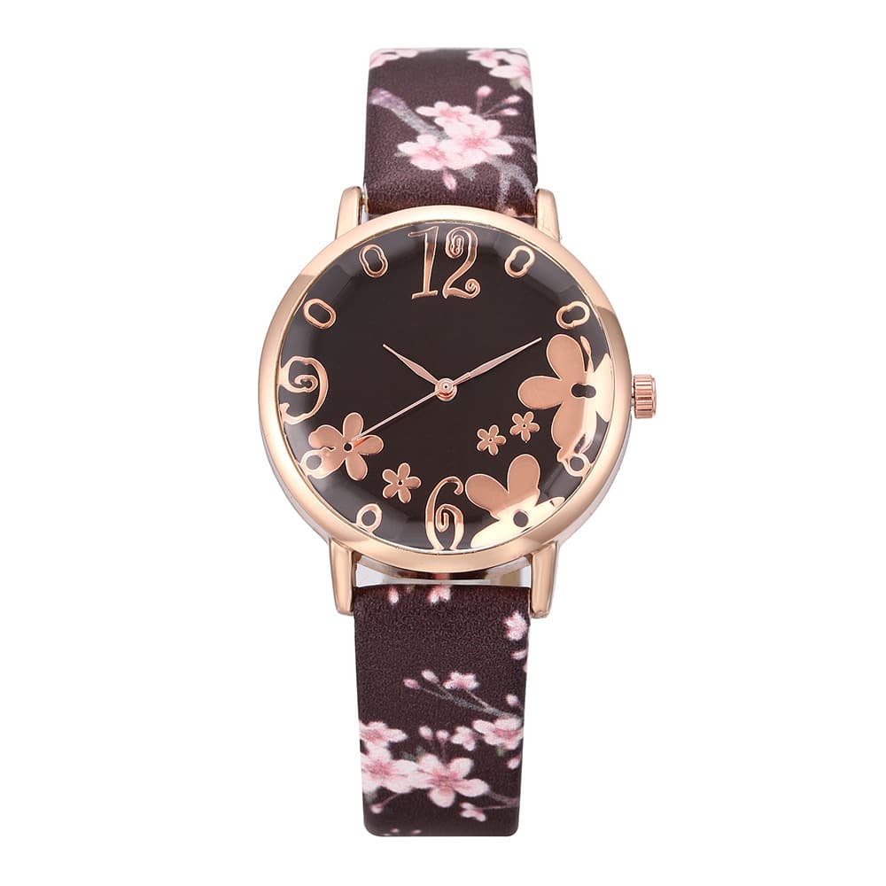 Fashionable dial, polyurethane swiss watch, flowered, city style 2
