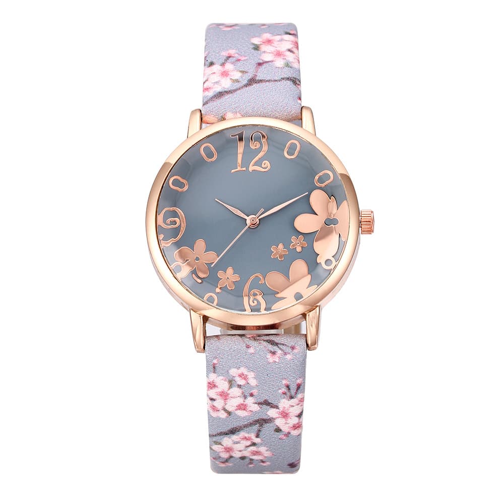 Fashionable dial, polyurethane swiss watch, flowered, city style 3