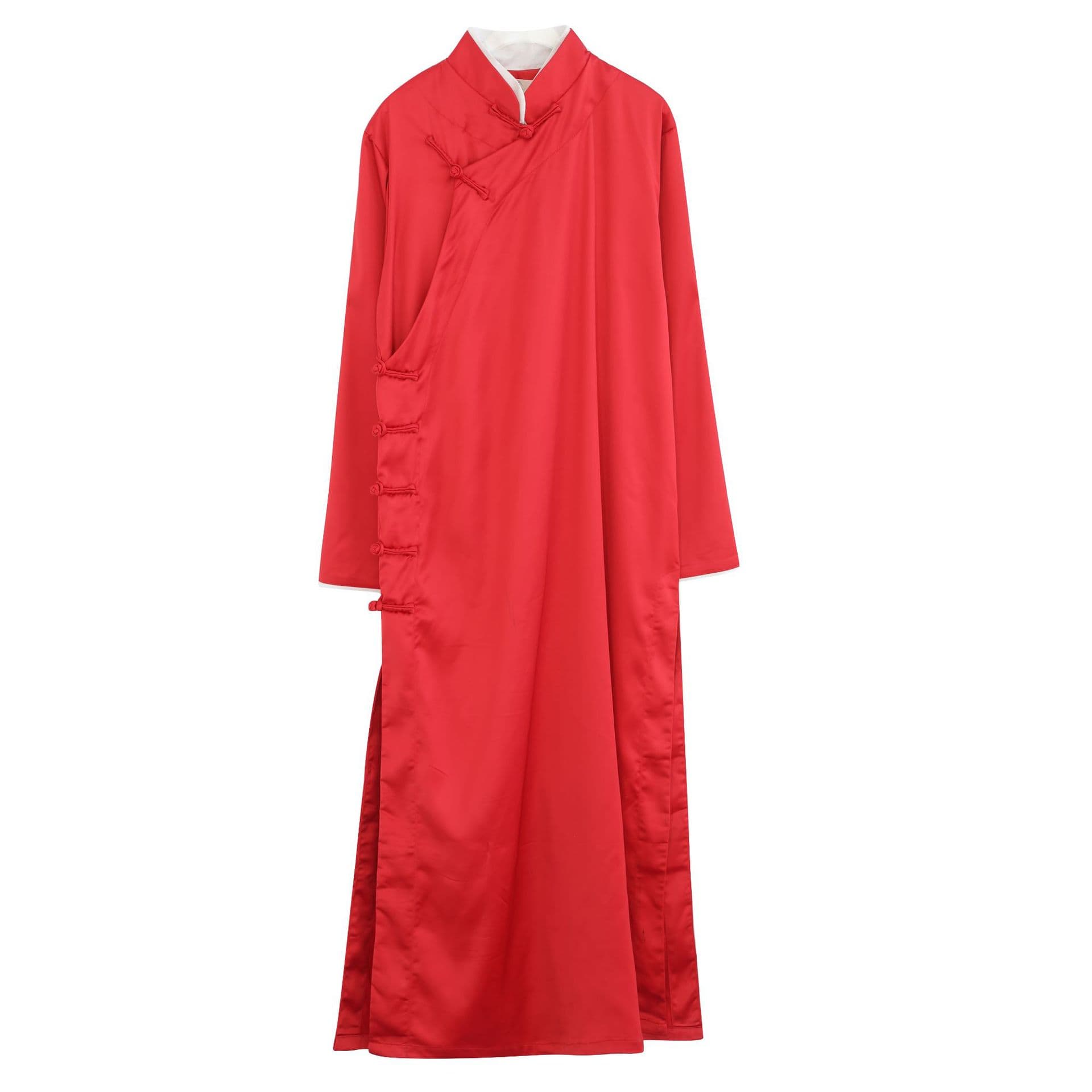 Mafan satin long robe men's Tang Dynasty style robe crosstalk clothes casual Chinese style ethnic clothing Chinese style long robe 5
